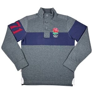 England Rugby Pullover Sweatshirt Gray Purple Embroidered Mens‎ Medium Football